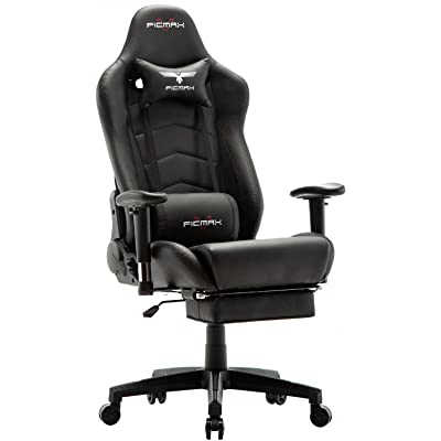 Ficmax Gaming Chair with Footrest Ergonomic PU Leather Computer Chair for Gaming